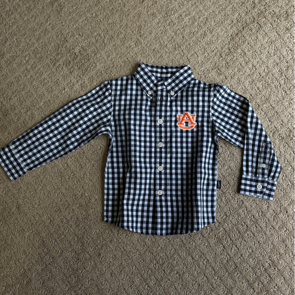 Kids Auburn Checkered Button-Up Shirt